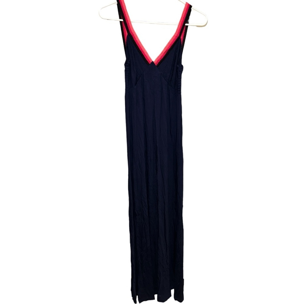 Trina Turk maxi swim cover dress. Size XS. Navy with pink/coral trim